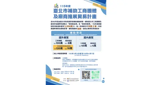 「臺北市補助工商團體及廠商推展貿易計畫」即日起開放線上申請！