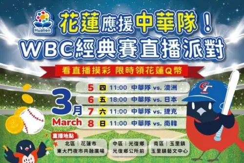 ▲花蓮縣WBC經典賽直播戶外派對地點一次看。（圖／花蓮縣政府）