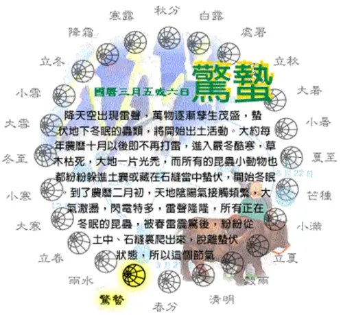 ▲驚蟄是二十四節氣中第3個節氣，太陽運行到達黃經345°時，通常位於每年3月5日或3月6日。（圖／農業部moa.gov.tw）