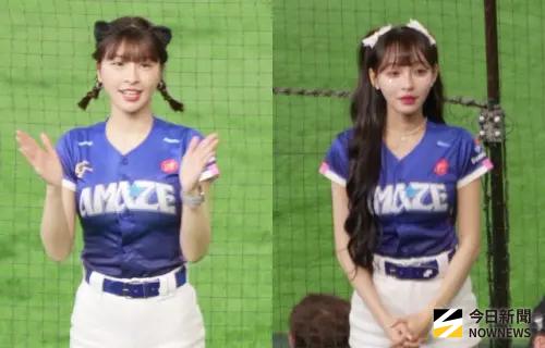 ▲2026世界棒球經典賽（WBC）於5日在東京巨蛋開打，峮峮（左）、林襄（右）帶CT AMAZE為中華隊應援。（圖／記者張一笙攝）