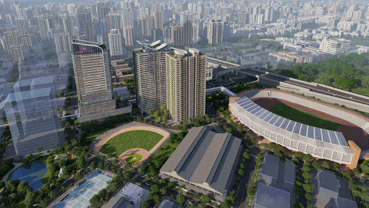 ▲B、C基地未來將透過整體規劃與立體空橋系統，串聯A基地與苓雅運動園區，形塑完整的人行步行動線與立體交通網絡。（圖／高市府捷運局提供）