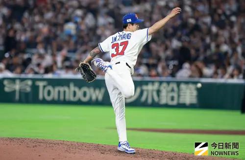 ▲張峻瑋後援2.1局僅被敲1安、送出1K，本季在二軍的防禦率依舊維持完美的「0」，助軟銀以 8：0 完封勝。（圖／記者葉政勳攝 ,2026.03.06）