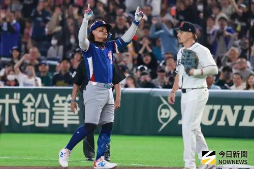 ▲2026年世界棒球經典賽，張育成在中華捷克戰敲出3安猛打賞，個人灌進4分打點。（圖／記者葉政勳攝）