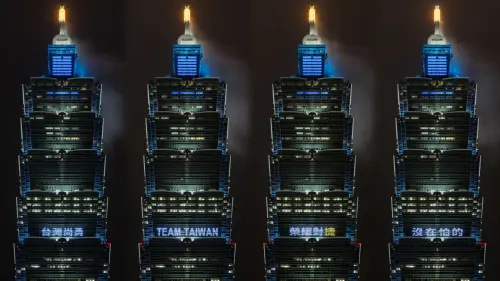 ▲昨（6）日台北101點燈，為中華隊對決捷克隊應援，最終中華隊也成功奪得首勝。（圖／台北101提供）