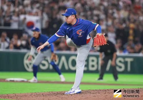 ▲WBC中華隊救援投手曾峻岳成功復仇收下救援成功。（圖／記者葉政勳攝 ,2026.03.08）