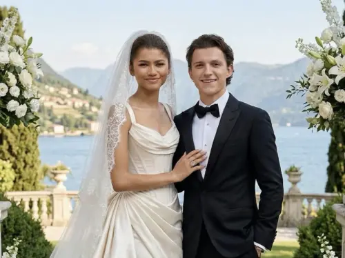 ▲《蜘蛛人》湯姆霍蘭德（右）與千黛亞（左）的絕美婚禮照流出，竟然全是AI的傑作。（圖／摘自 IG@heroemaniaco)