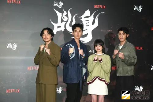 ▲楊銘威（左1）、柯震東（左2）在《乩身》中的演出，讓不少劇迷感到十分特別。（圖／記者邱曾其攝）