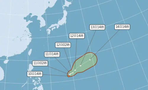 ▲氣象署表示，鸚鵡颱風最快明（11）日生成，不過路徑往東北，對台灣並無影響。（圖／中央氣象署cwa.gov.tw）