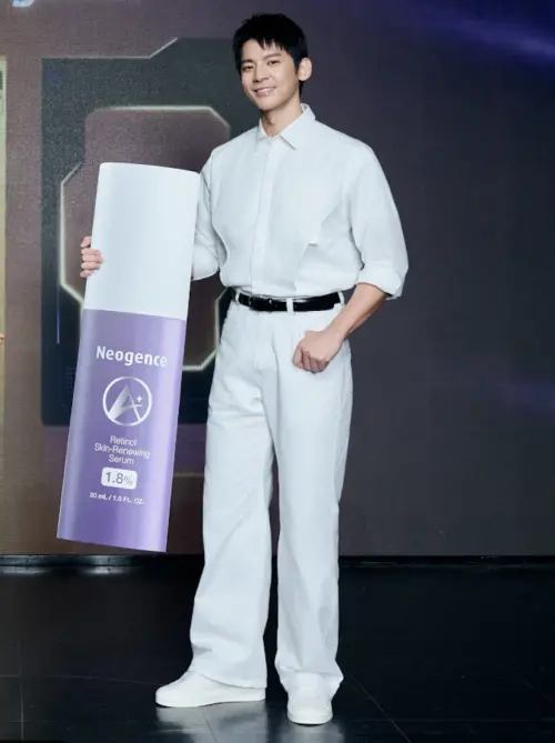 ▲林柏宏坦言進入演藝圈後才學到要保養，很感謝合作廠商的支持、力挺。（圖／霓淨思提供）