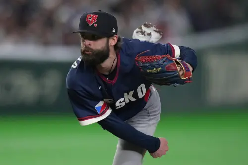 ▲薩托利亞（Ondřej Satoria）曾三振大谷翔平的電工投手再次驚艷世界。本屆出賽8.1局防禦率為完美的0.00。（圖／美聯社／達志影像）