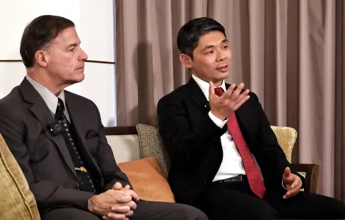 ▲許毓仁也說，隨台海局勢升溫，台灣亟需強化自我防衛能力，並應重點推動「非對稱嚇阻戰略」，也就是軍事弱勢方透過高科技、低成本武器，進而對軍事強勢方產生威懾。（圖／記者吳翊緁攝影）