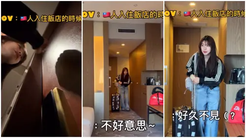 ▲李多慧模仿台灣人住飯店的樣子，先敲門再說「不好意思」，隨後卻凸槌脫口「好久不見」，讓網友笑翻。（圖／李多慧Threads＠le_dahye）