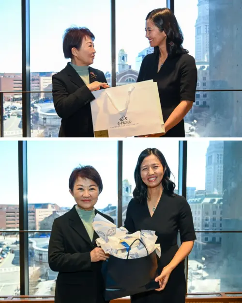 ▲盧秀燕昨拜訪台裔波士頓市長吳弭。（圖／翻攝吳弭臉書，2026.03.14）