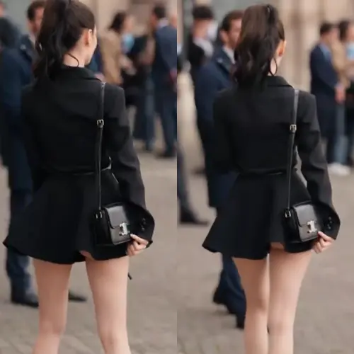 ▲吉娜短裙下的臀部曲線若隱若現，相當性感，但部分大陸網友難以接受。（圖／翻攝自微博）