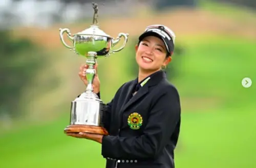 ▲村上宗隆曾被日本雜誌爆出與「高球女神」原英莉花（如圖）陷入熱戀，不過本人事後受訪時否認兩人關係。（圖／原英莉花IG @warriorsmilerika_9）