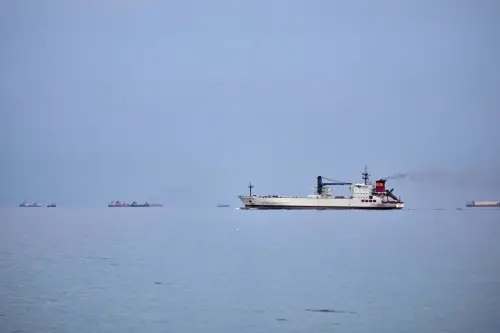 ▲許多船隻在荷姆茲海峽（Strait of Hormuz）近海等待通行。（圖／美聯社／達志影像）