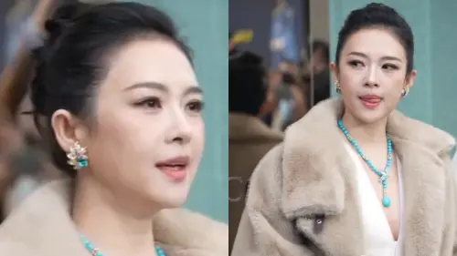 ▲章子怡14日露面，臉部明顯豐潤許多，視覺上頗為福態。（圖／翻攝自微博）