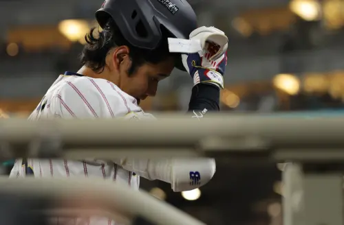 ▲大谷翔平今日雖在首局轟出同點全壘打，但9局下半卻擊出小飛球出局，成為比賽最後一個出局數。賽後他神情無比落寞，受訪時第一句話就是：「真的非常不甘心。」（圖／美聯社／達志影像）