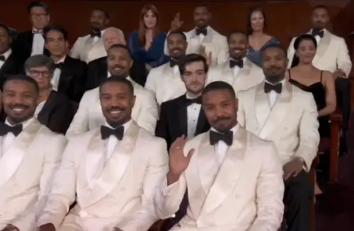 ▲奧斯卡典禮轉播上出現一群麥可·B·喬丹的補位大隊。（圖／翻攝自Disney+）