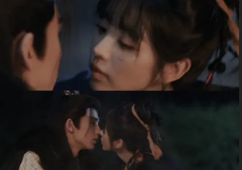 ▲田曦薇主動親吻張凌赫，畫面實在太美。（圖／翻攝自愛奇藝）