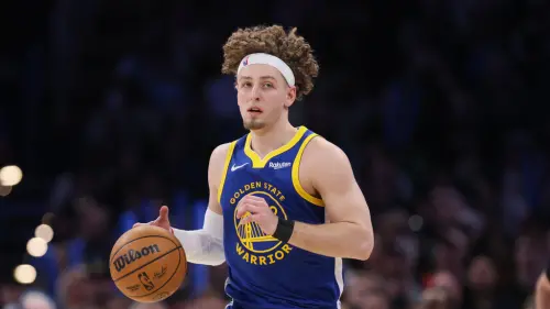 ▲波傑姆斯基（Brandin Podziemski）本季數據暴漲，但也暴露出進攻上限偏低的問題，若屆時身價飆漲，勇士可能不會留下。（圖／美聯社／達志影像）