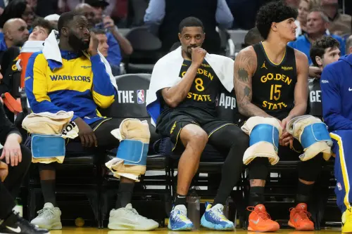 ▲桑托斯（Gui Santos）（右）、梅爾頓（De’Anthony Melton）（中）本季證明他們是勇士「柯瑞時代」下不可或缺的主力球員。（圖／美聯社／達志影像）