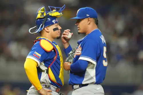 ▲委內瑞拉先發投手蒙特羅（Keider Montero）在2局下控球出問題，該局委內瑞拉投手送出3次保送也付出代價。（圖／美聯社／達志影像）