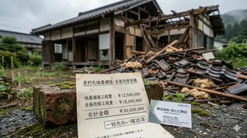 ▲針對高齡者的退休金詐騙手法層出不窮。專家提醒，處理老屋翻修時切勿聽信主動上門的推銷，且絕對不可「一次性付清」全額工程款，以免辛苦積蓄瞬間蒸發，留下難以處理的廢墟。（示意圖／Gemini 生成／NOWNEWS監製）