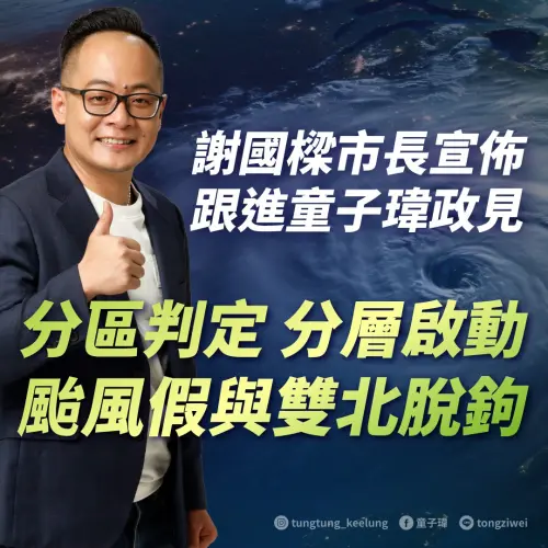 脫鉤北北桃！基隆豪雨200毫米就放假　童子瑋：謝國樑跟進我政見