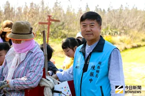 澎湖陳振中下田示範種花生　避談葉竹林