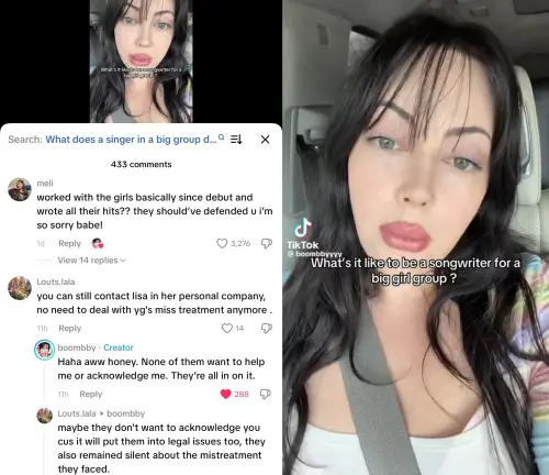 ▲Bekuh Boom回覆網友留言還說「她們沒有一個人想幫我或承認我，她們全都知情也參與其中。」直指BLACKPINK旁觀霸凌。（圖／Tik Tok@boombbyyyy）