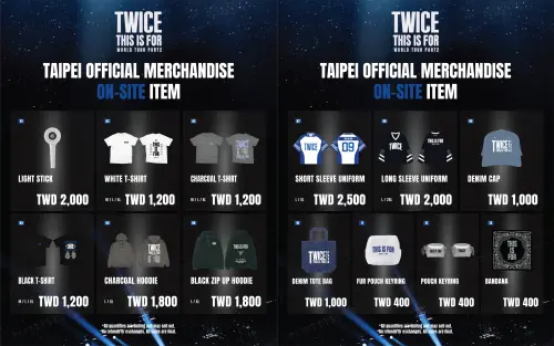 ▲TWICE松菸周邊販賣店品項表、價位。（圖／理想國臉書）