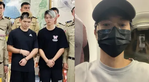 ▲晚安小雞（左）與阿鬧（右）從柬埔寨出獄返台。（圖／翻攝自阿鬧臉書）