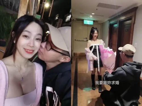 ▲鄧佳華（右）下跪求婚簡簡（左），女方僅表示：「花很漂亮。」（圖／翻攝自鄧佳華IG）