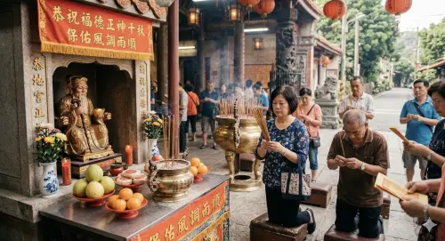 ▲土地公祭拜流程包含點香、報上個人資料、說明祈願並燒金紙，記得要誠心說出自己的願望。（圖／AI製圖、記者賴禹妡製）