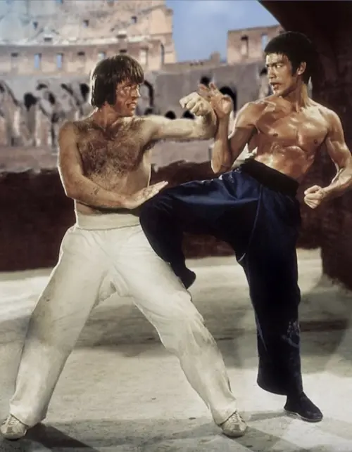 ▲羅禮士（左）和李小龍（右）在《猛龍過江》的羅馬競技場對戰，成為該片最膾炙人口的經典情節之一，讓他迅速被華人區的觀眾認識。（圖／摘自IMDb）