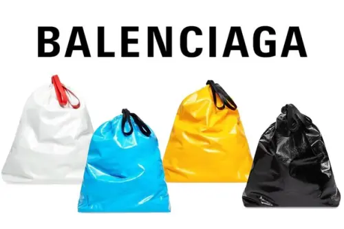 ▲巴黎世家2022年推出的垃圾袋包包是束口造型、小牛皮材質的包款。（圖／翻攝自Balenciaga Official）