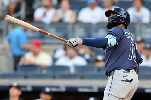 ▲坦帕灣光芒「超級新星」胡尼奧爾·卡米內羅（Junior Caminero）去年狂轟45支全壘打震驚世人，現年僅22歲的他，已是光芒在美東火藥庫中唯一的希望寄託與進攻核心。（圖／美聯社／達志影像）