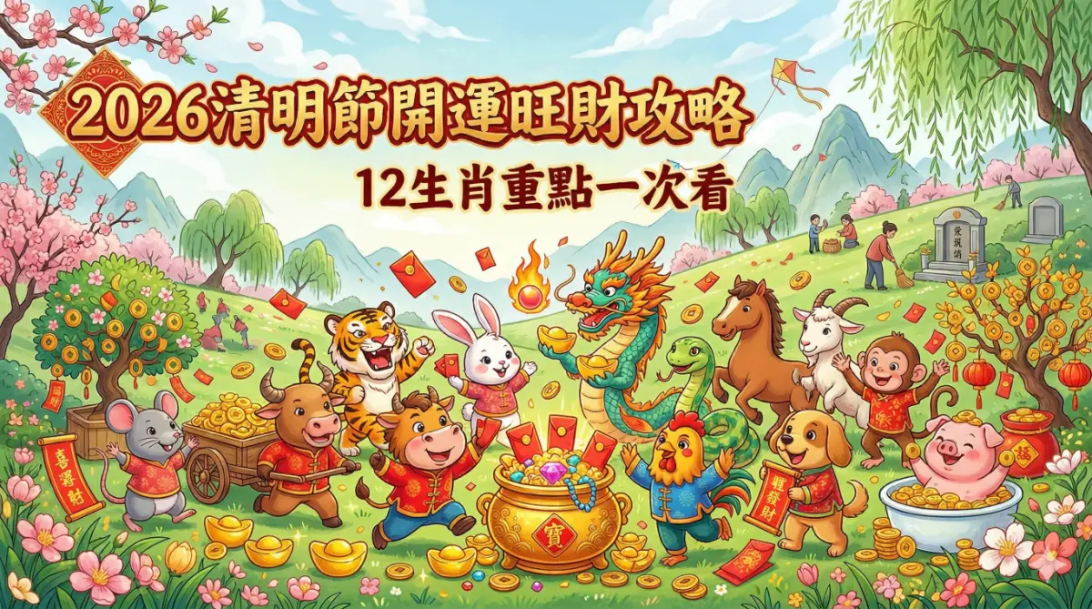 ▲2026清明節是4月5日，除了掃墓祭祖、連假出遊，12生肖也能把握黃金吉時招財旺運。（圖／AI生成）