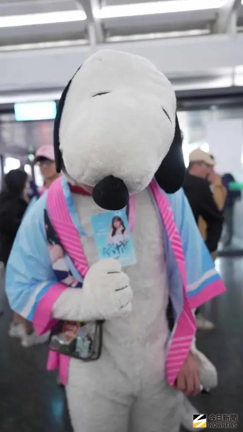 ▲有球迷打扮成史努比，記者問他會什麼這樣裝扮，對方表示：「因為李珠珢喜歡狗，所以扮成這樣。」（圖／記者張一笙攝）