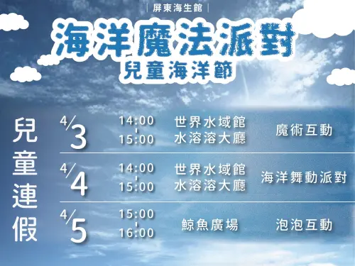 ▲「海洋魔法派對-兒童海洋節」以奇幻與歡樂為主軸，連續三天帶來不同主題演出。（圖／屏東海生館提供）
