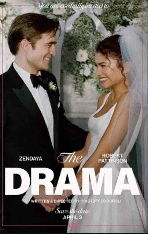 ▲千黛亞（右）的新片《抓馬戀人》就是結婚主題，她在海報上也有穿白紗的造型，不過該片男主角是「蝙蝠俠」羅伯派汀森（左），不是她的正牌男友「蜘蛛人」湯姆霍蘭德。（圖／摘自IMDb）