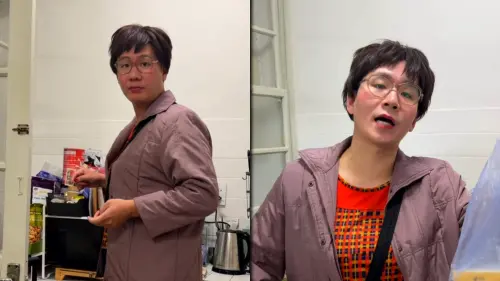 ▲左邊的「房東阿姨」是由阿翰裝扮，右邊則是龍鬚糖小哥，你分得出來嗎？（圖／IG＠hanhanpovideo）