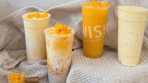 ▲四款新品包括愛文芒果優格（冰沙）、楊枝甘露、愛文芒果冰沙及芒果厚奶。（圖／翻攝畫面）
