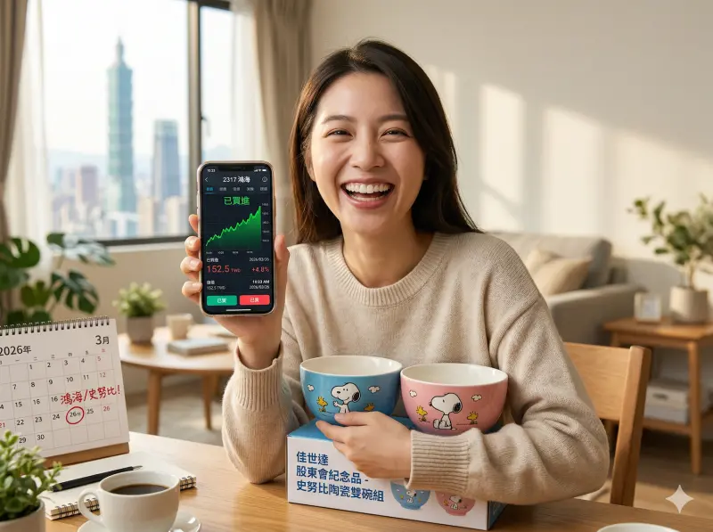 領鴻海股東紀念品3/26最後上車！佳世達史努比碗22檔最後買進攻略