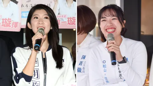 才登記就爆衝突！藍松信雙姝「搶麥亂鬥」　支持者為音箱槓上
