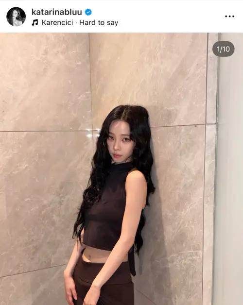 ▲Karina在IG上把〈愛你但說不出口〉設為背景音樂。（圖／Karina IG）