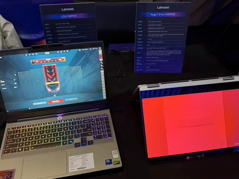 ▲英特爾與多家台廠展示搭載最新處理器平台的筆記型電腦等產品。(圖╱記者林汪靜攝)