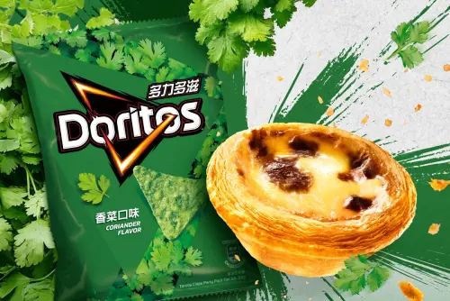 ▲肯德基愚人節「香菜爆擊蛋撻」聯名多力多滋！3月31日限量開賣。（圖／翻攝自KFC FB）