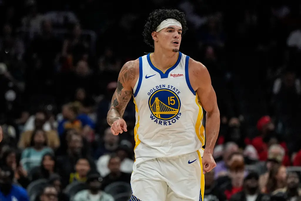 ▲巴西籍二年級前鋒桑托斯（Gui Santos）挺身而出，全場16投11中、包含4記三分球，狂砍職業生涯新高的31分，率領勇士以109：106險勝籃網。（圖／美聯社／達志影像）